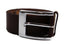 Mens Brown Leather Belt With Curved Silver Buckle