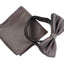 Mens Brown Plain Coloured Checkered Bow Tie & Matching Pocket Square Set