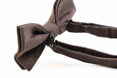 Mens Brown Velvet Plain Colour Bow Tie