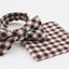 Mens Brown & White Tartan Cotton Check Bow Tie & Pocket Square Set