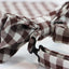 Mens Brown & White Tartan Cotton Check Bow Tie & Pocket Square Set
