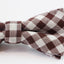 Mens Brown & White Tartan Cotton Check Bow Tie & Pocket Square Set