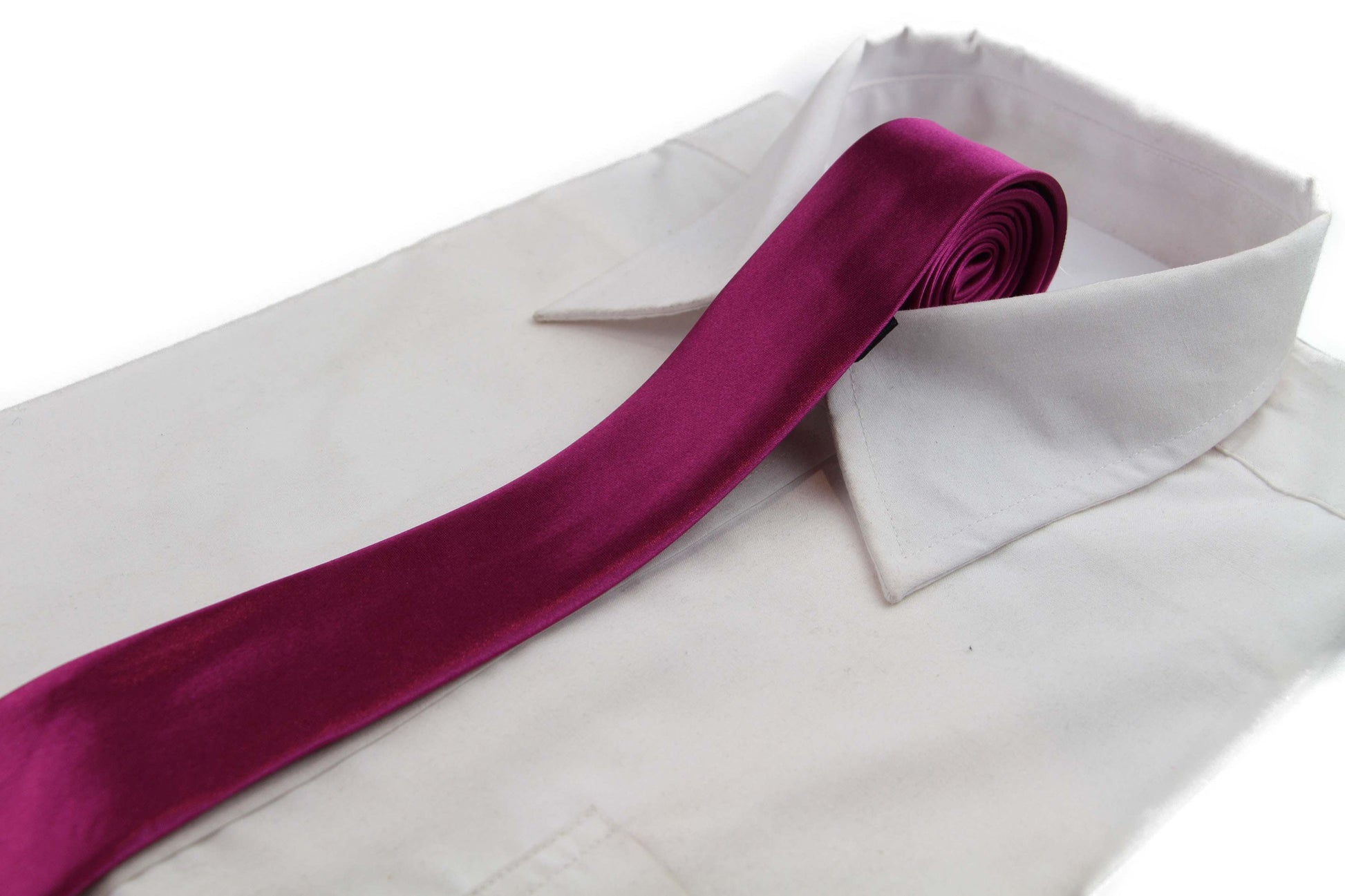 Mens Burgundy 5cm Skinny Plain Neck Tie