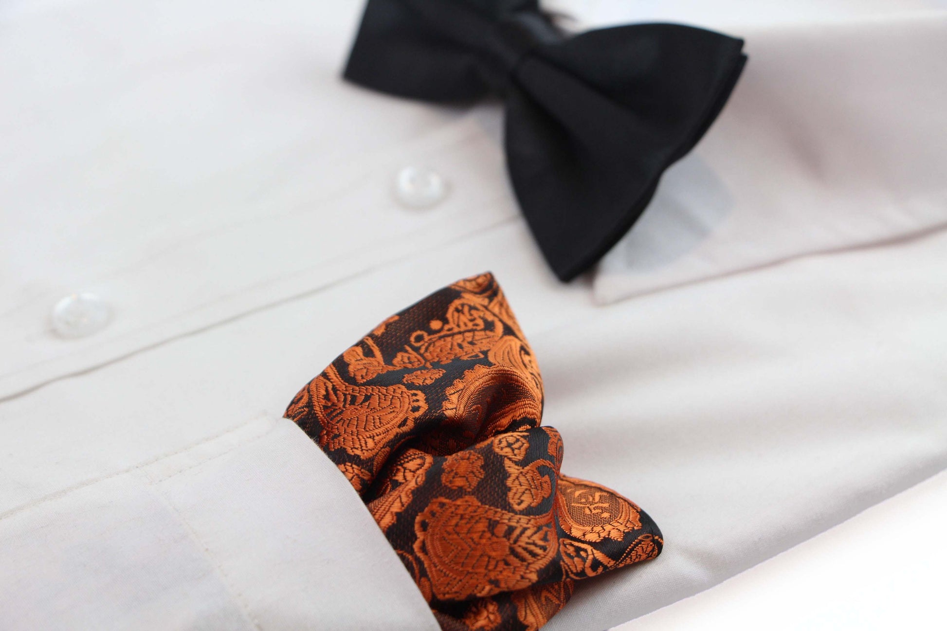 Mens Burnt Orange & Charcoal Paisley Silk Pocket Square