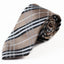 Mens Cafe, White, & Black Plaid Striped Patterned 8cm Neck Tie