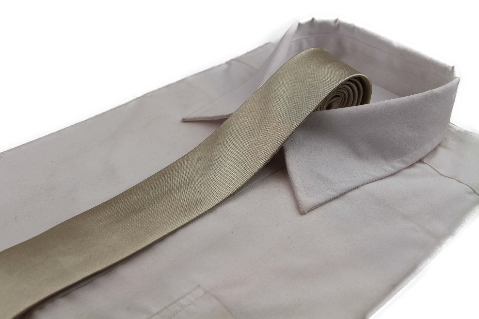 Mens Champagne 5cm Skinny Plain Neck Tie
