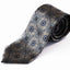 Mens Champagne, Grey & Blue Squares & Circles Patterned 8cm Neck Tie