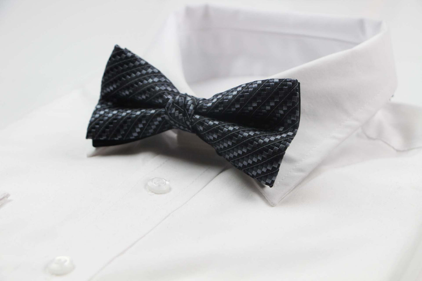 Mens Charcoal Shaded Squares Patterned Bow Tie