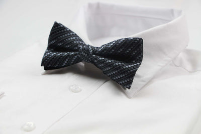 Mens Charcoal Shaded Squares Patterned Bow Tie