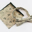 Mens Cream & Green Floral Bow Pattern Cotton Bow Tie & Pocket Square Set