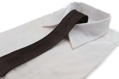 Mens Dark Brown 5cm Skinny Plain Neck Tie