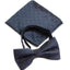Mens Dark Grey With Silver Stars Matching Bow Tie & Pocket Square Set