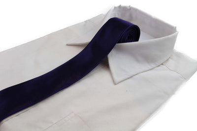 Mens Dark Purple 5cm Skinny Plain Neck Tie