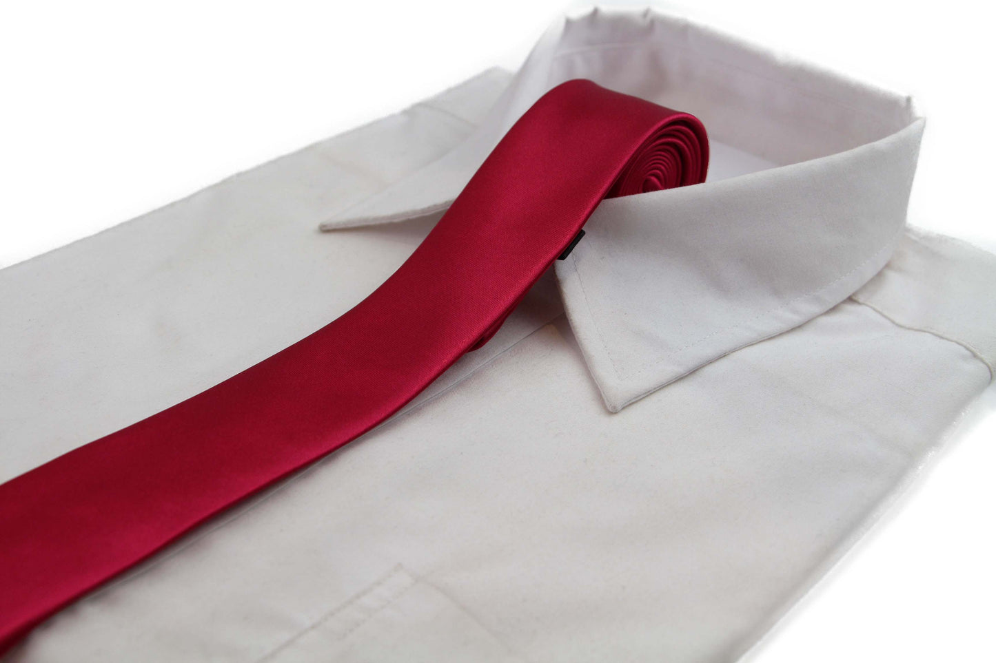 Mens Dark Red 5cm Skinny Plain Neck Tie