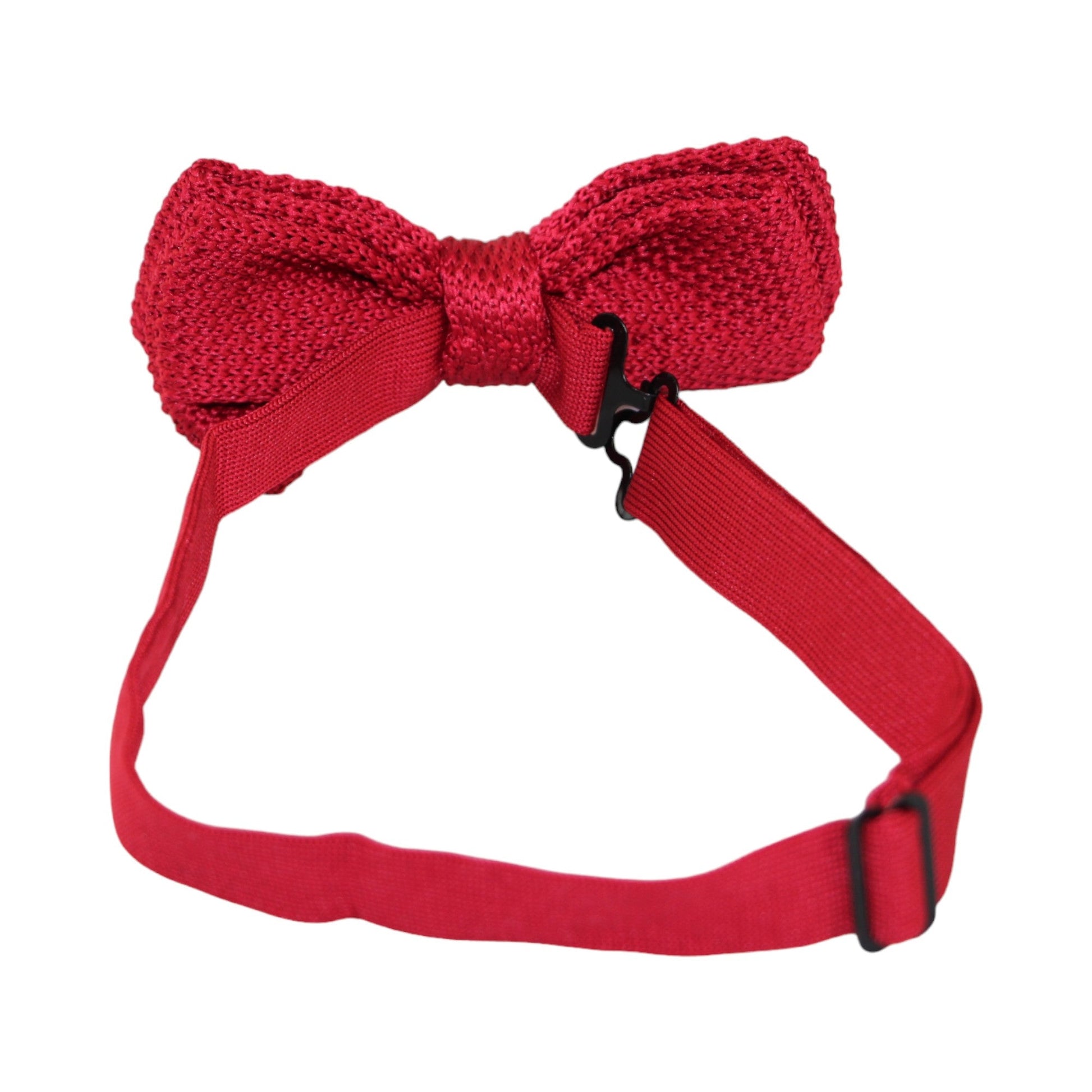 Mens Dark Red Cross-Hatched Knitted Bow Tie