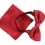Mens Dark Red Plain Coloured Checkered Bow Tie & Matching Pocket Square Set