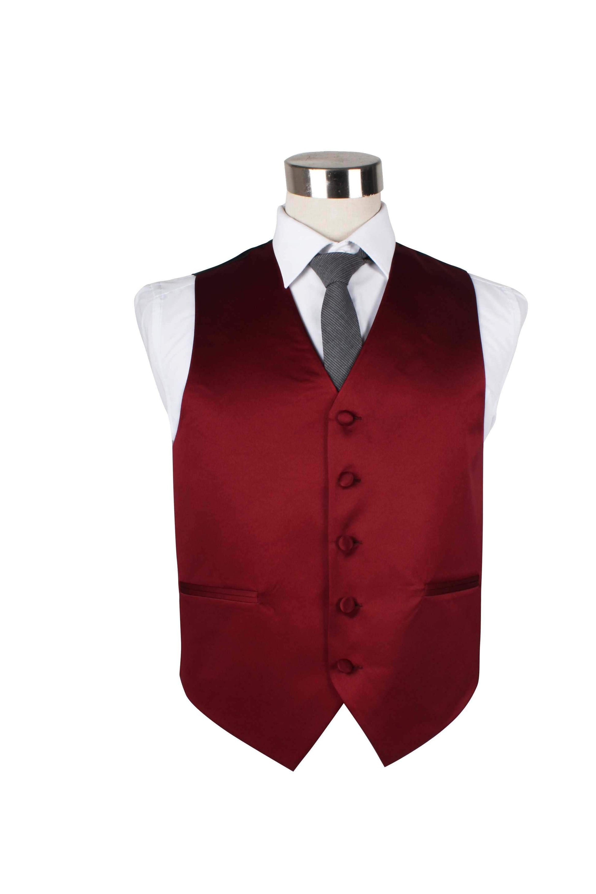 Mens Dark Red Plain Vest Waistcoat