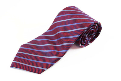 Mens Dark Red Striped 8cm Patterned Neck Tie