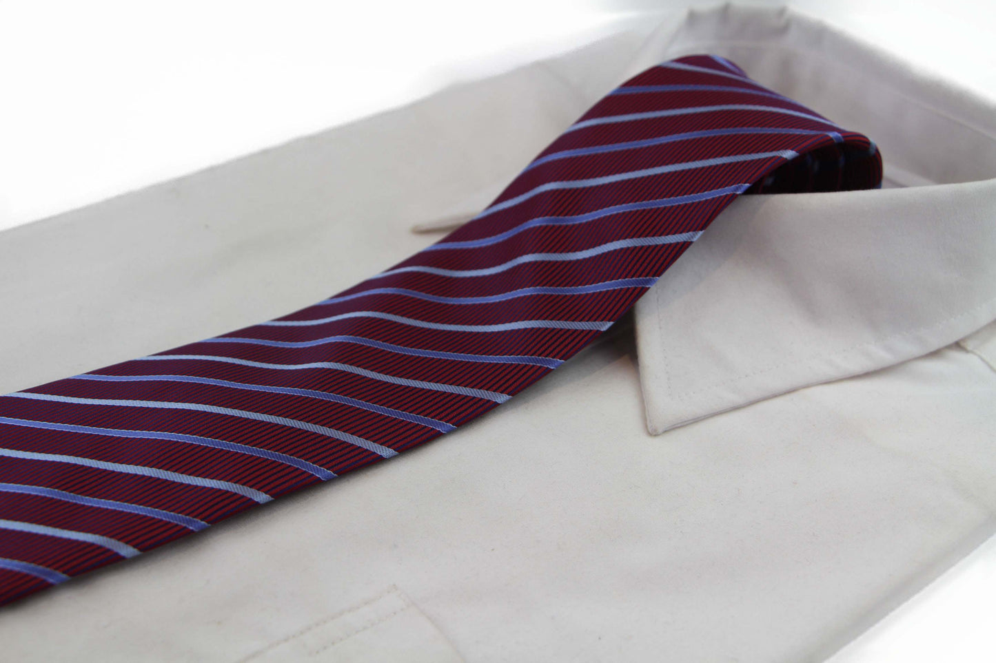 Mens Dark Red Striped 8cm Patterned Neck Tie