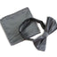 Mens Dark Silver Plain Coloured Checkered Bow Tie & Matching Pocket Square Set
