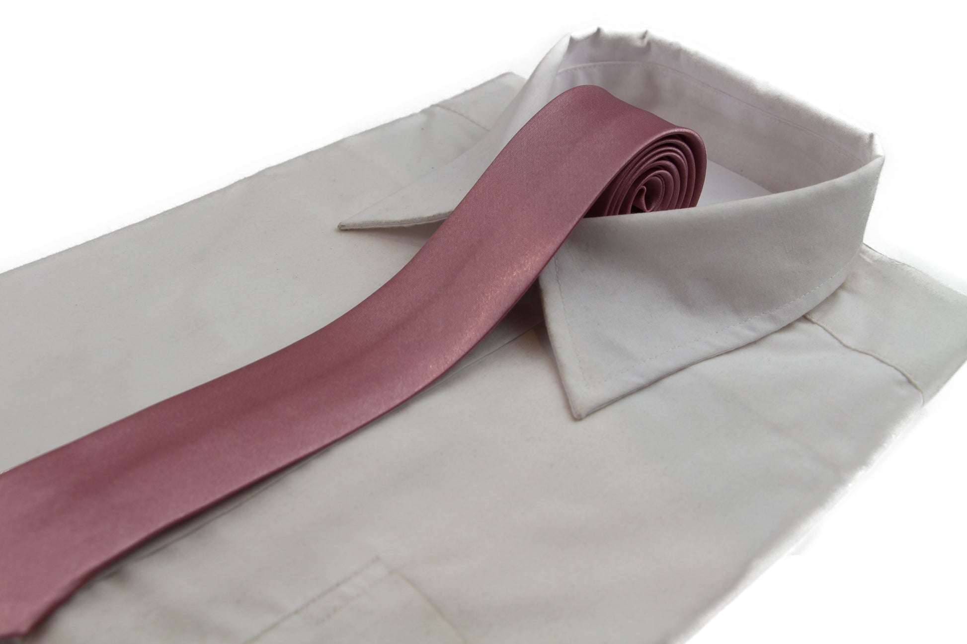Mens Dusty Pink 5cm Skinny Plain Neck Tie