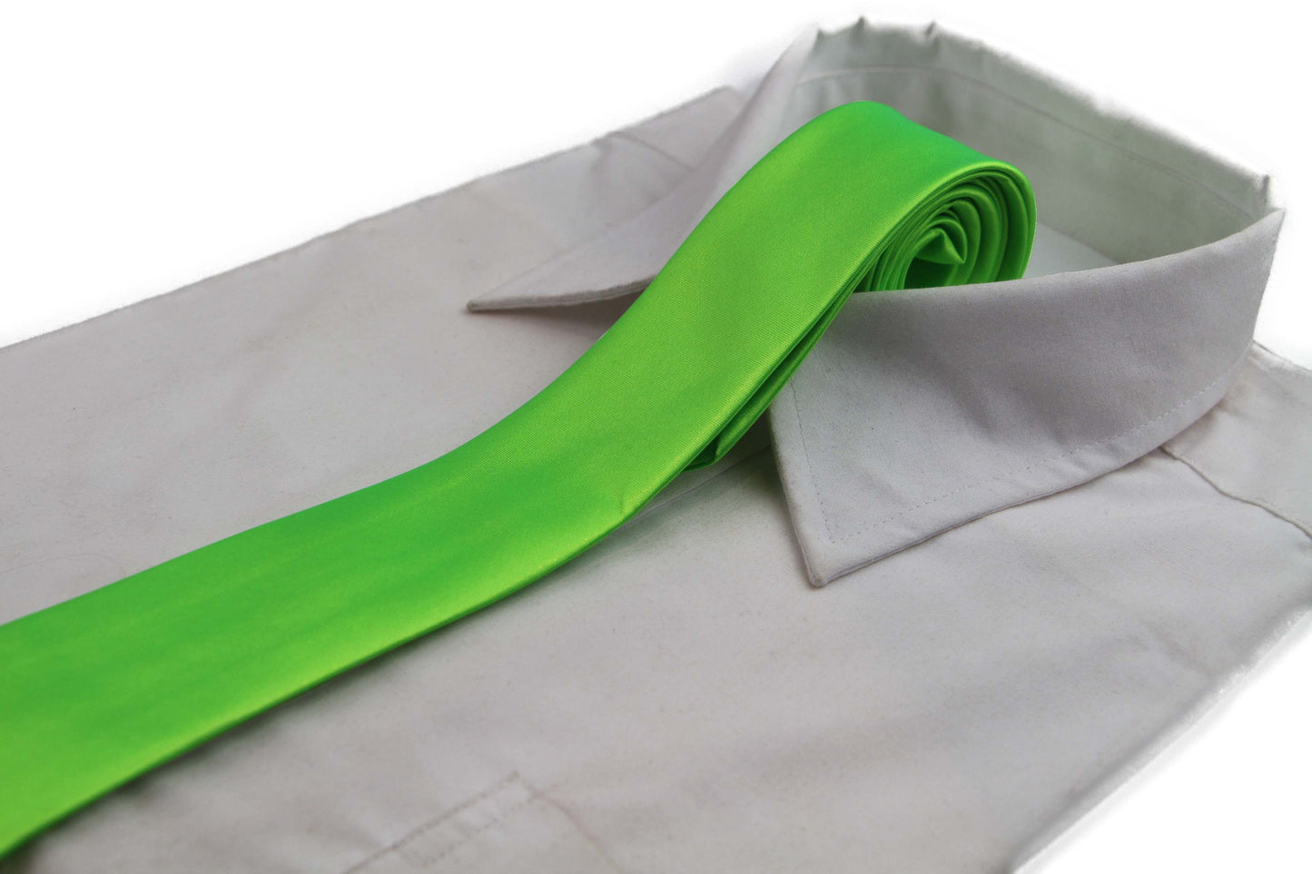 Mens Fluro Green 5cm Skinny Plain Neck Tie