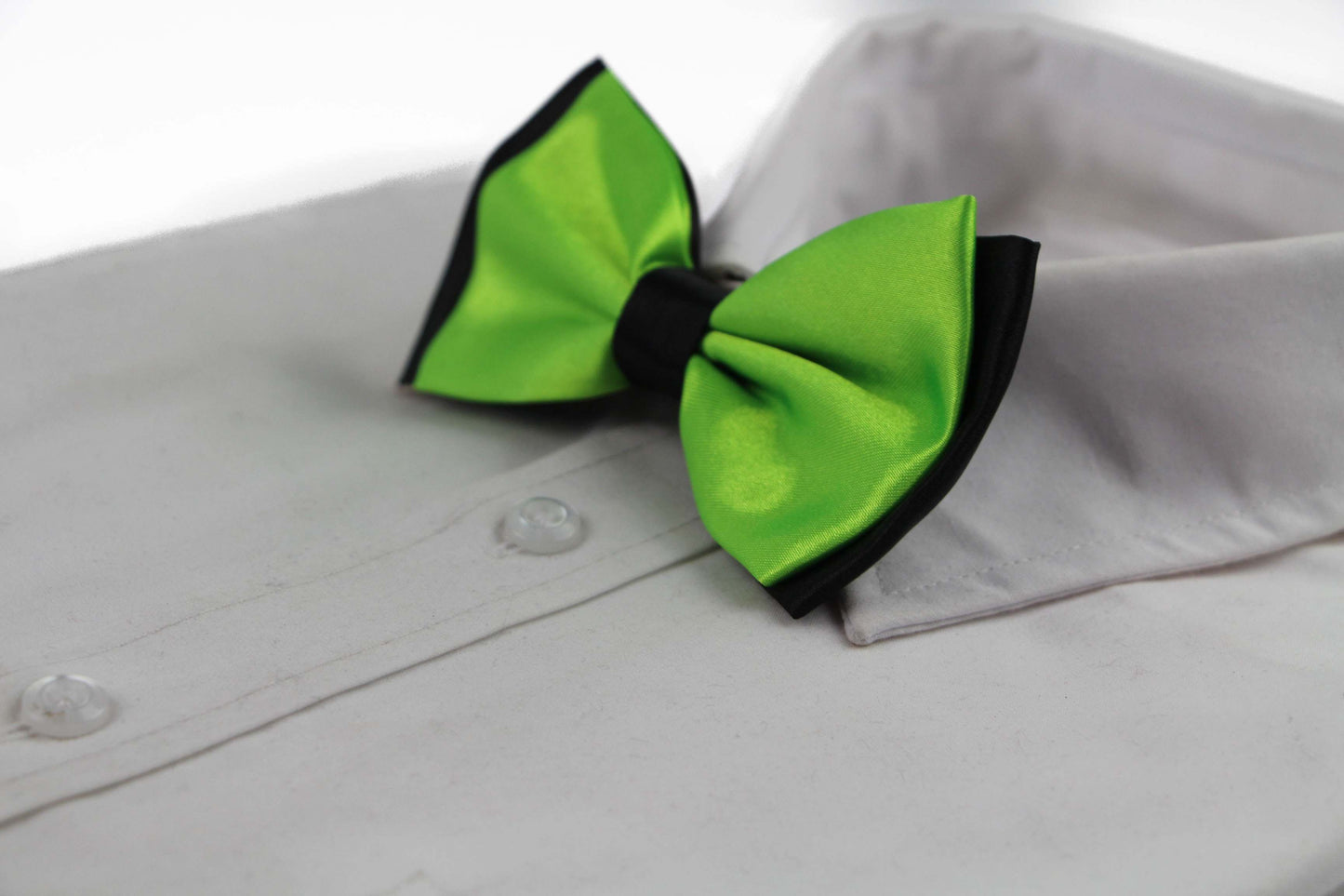 Mens Fluro Green Two Tone Layered Bow Tie