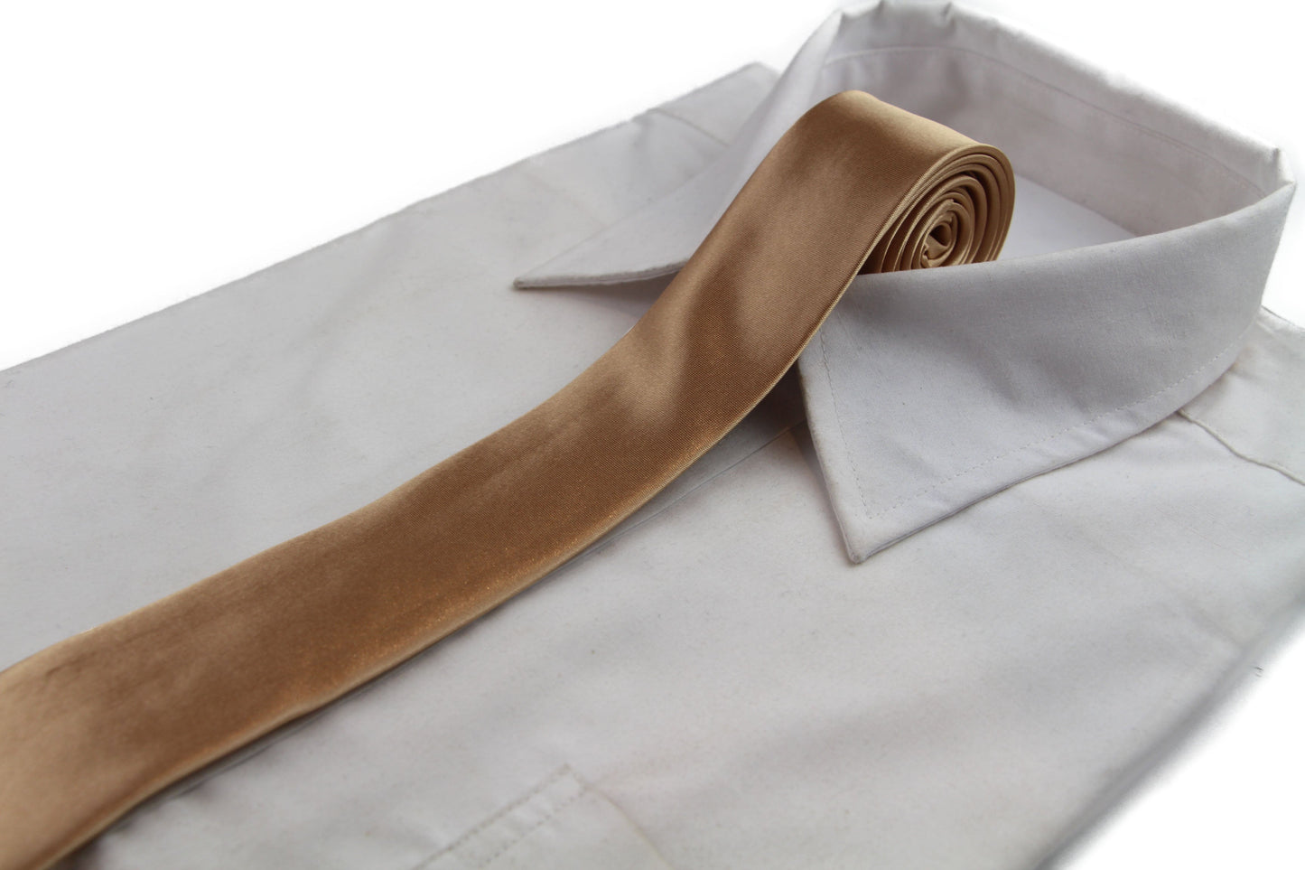 Mens Gold 5cm Skinny Plain Neck Tie