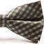 Mens Gold, White & Black Checkered Cotton Bow Tie