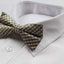 Mens Gold, White & Black Checkered Cotton Bow Tie