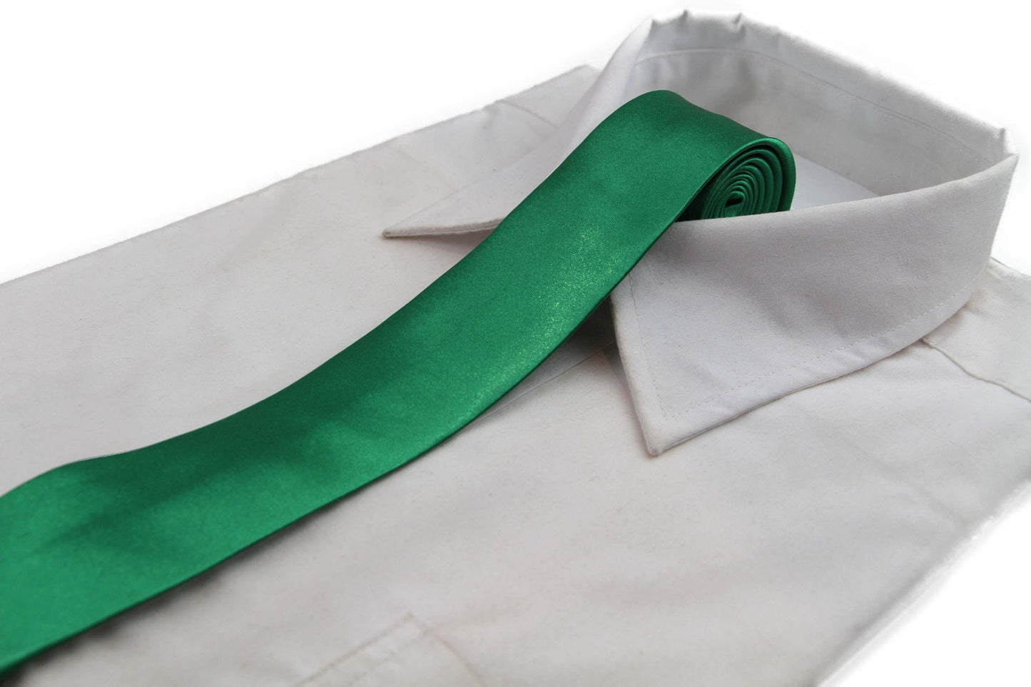 Mens Green 5cm Skinny Plain Neck Tie