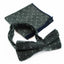 Mens Green Denim With White Dots Cotton Bow Tie & Pocket Square Set