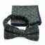 Mens Green Denim With White Dots Cotton Bow Tie & Pocket Square Set