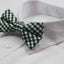 Mens Green, White & Black Checkered Cotton Bow Tie