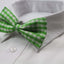 Mens Green & White Plaid Patterned Tinsel Bow Tie