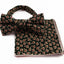 Mens Green With Cream & Red Flowers Cotton Bow Tie & Pocket Square Set