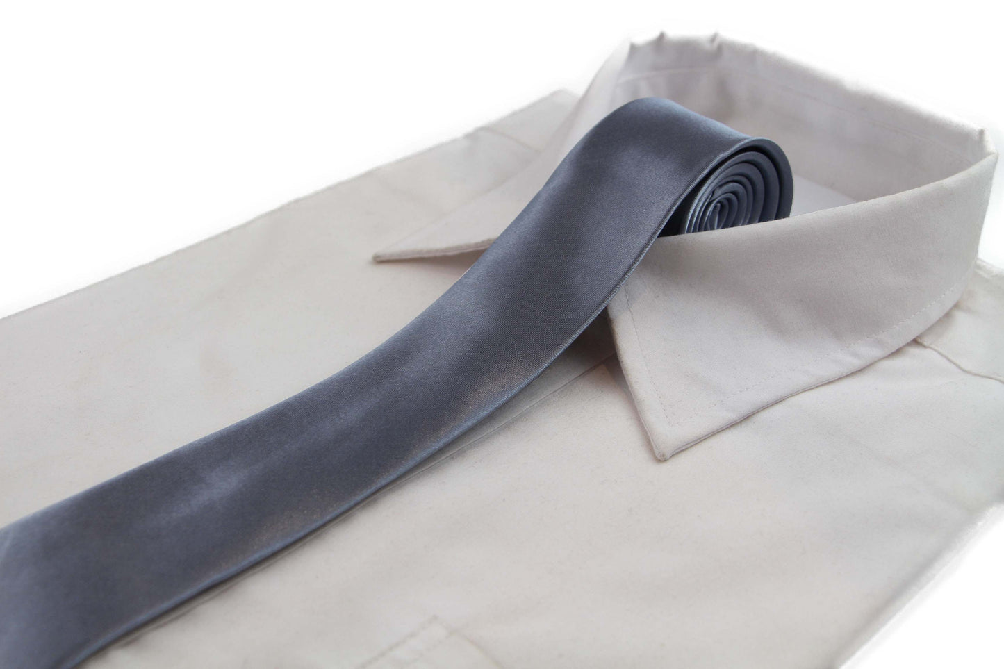 Mens Grey 5cm Skinny Plain Neck Tie