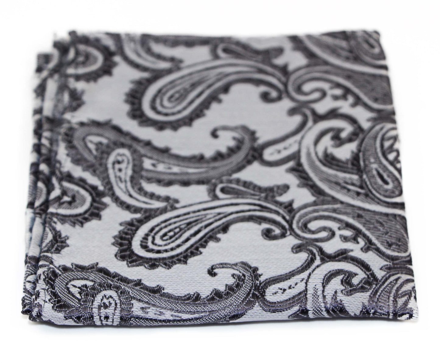 Mens Grey & Gunmetal Paisley Pocket Square
