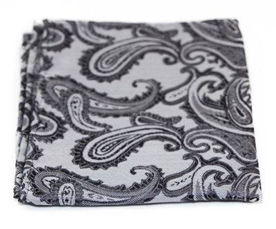 Mens Grey & Gunmetal Paisley Pocket Square