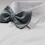 Mens Grey Plain Coloured Bow Tie With White Polka Dots