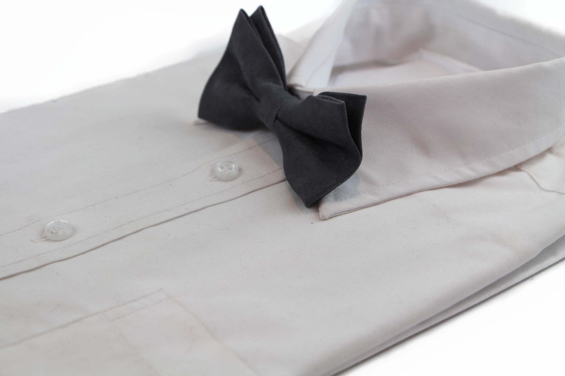 Mens Grey Velvet Plain Colour Bow Tie