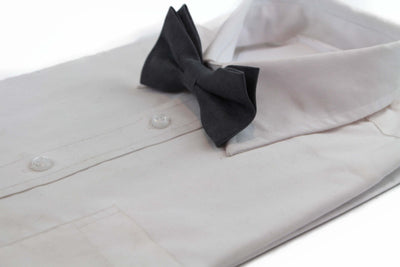 Mens Grey Velvet Plain Colour Bow Tie