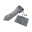 Mens Gunmetal & Silver Striped Matching Neck Tie, Pocket Square, Cuff Links And Tie Clip Set