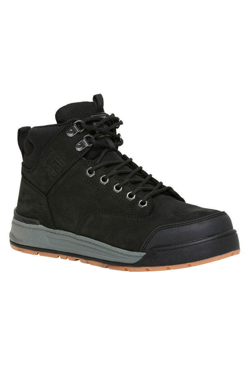 Mens Hard Yakka 3056 Lace Boots Zip Steel Top Cap Industrial Black Boot