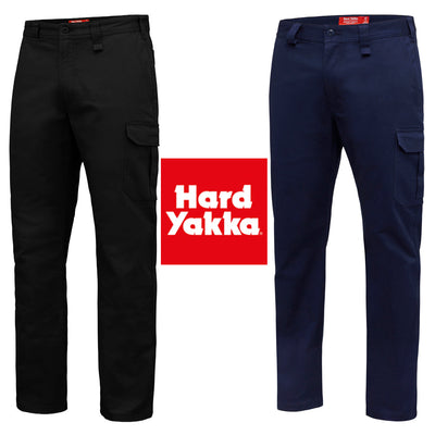 Mens Hard Yakka Core Basic Stretch Cargo Pant Pants Work Wear Tradie Black Navy