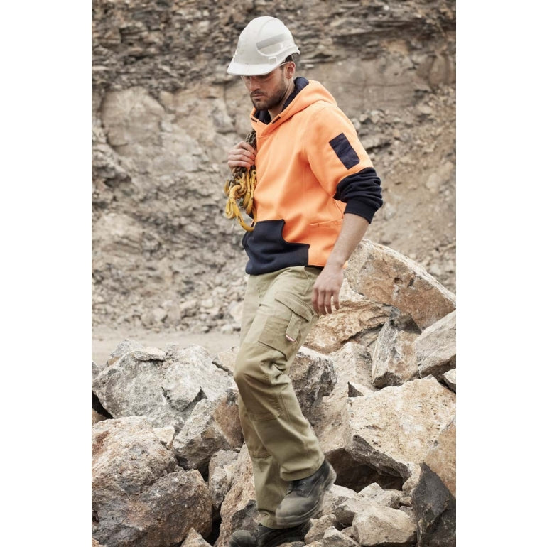 Mens Hard Yakka Hi Vis 2 Tone Fleece Hoodie Orange/Navy Y19325