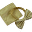 Mens Honey Yellow Plain Coloured Checkered Bow Tie & Matching Pocket Square Set