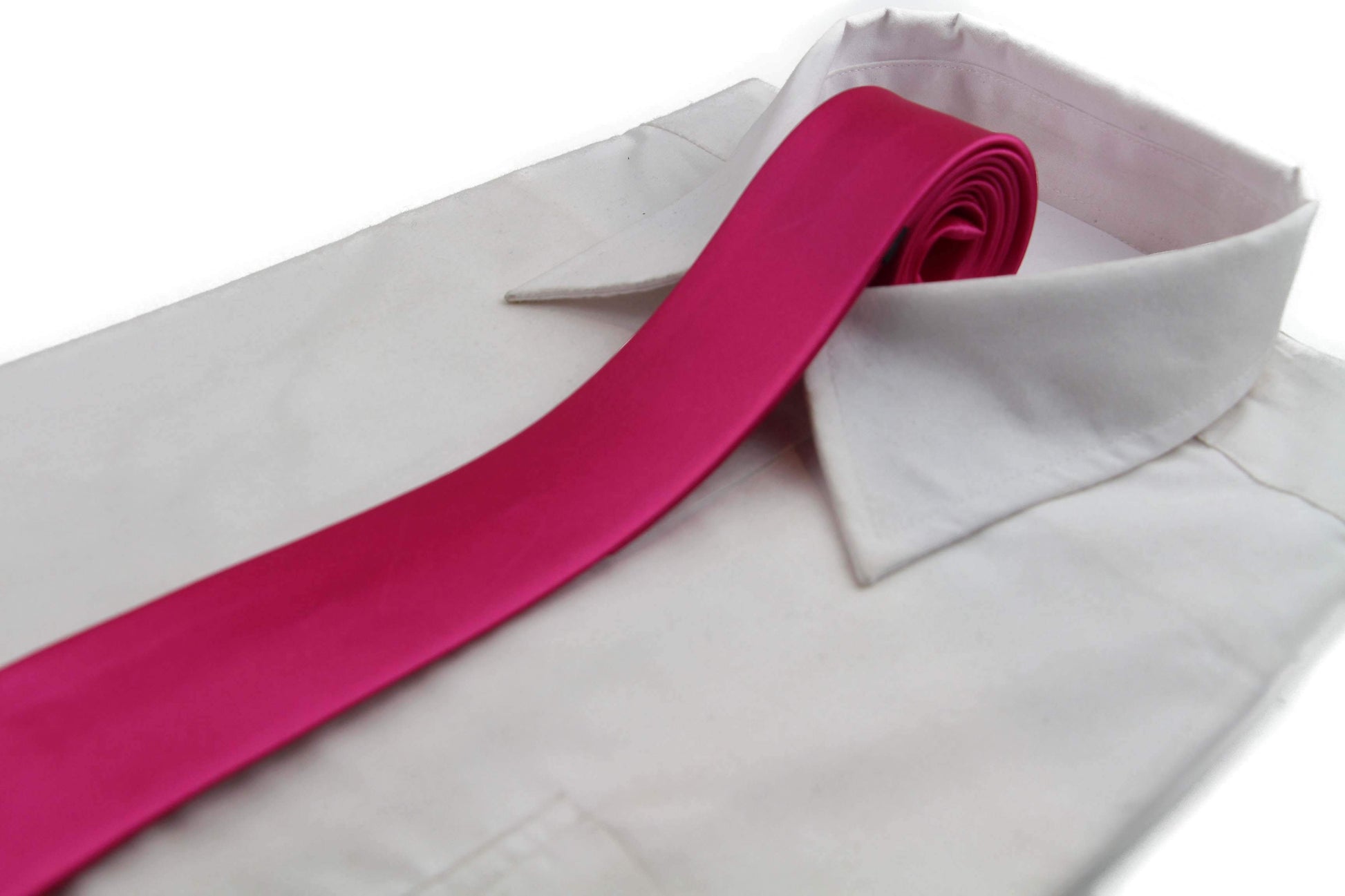 Mens Hot Pink 5cm Skinny Plain Neck Tie