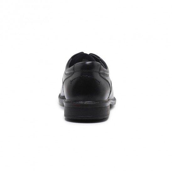 Mens Hush Puppies Heathcote Extra Wide Leather Work Black Lace Up Shoes