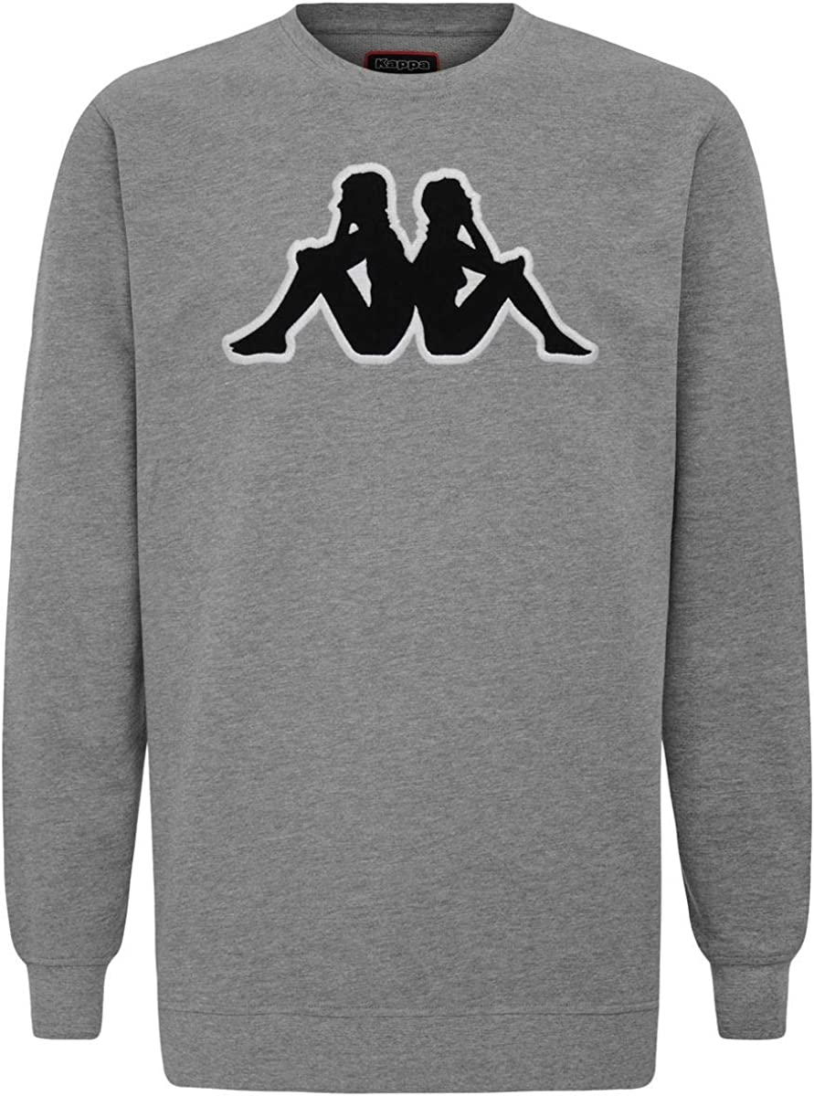 Mens Kappa Tarvit Logo Sweatshirt 902 Jumper Pullover Grey/Black